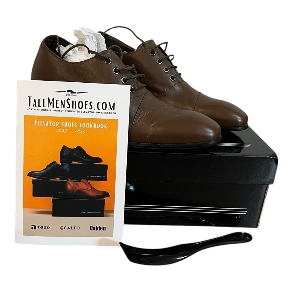 Calden Men's Brown Leather Shoes Oxford Lace Size 8 New Dress